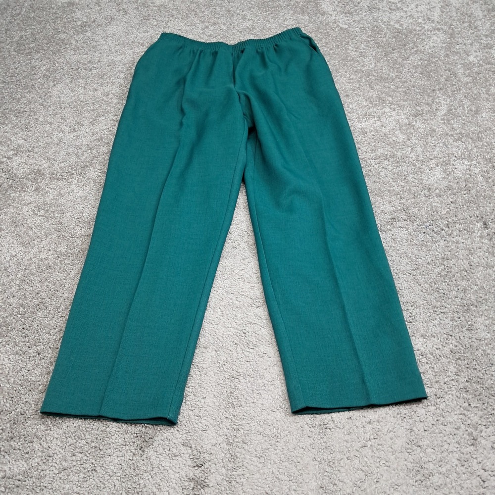 Alfred Dunner Petite 16P Green Elastic Waist Straight Leg Pants Trousers